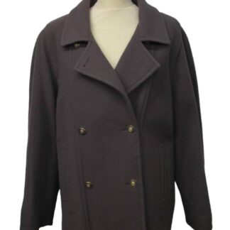 The Edinburgh Collection Double-breasted Wool Coat Dark Lilac Size: 16