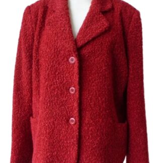 Edinburgh Woollen Mill Wool Blend Boucle Jacket Red Size: 14